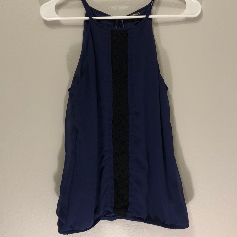 Navy Tank Top With Lace